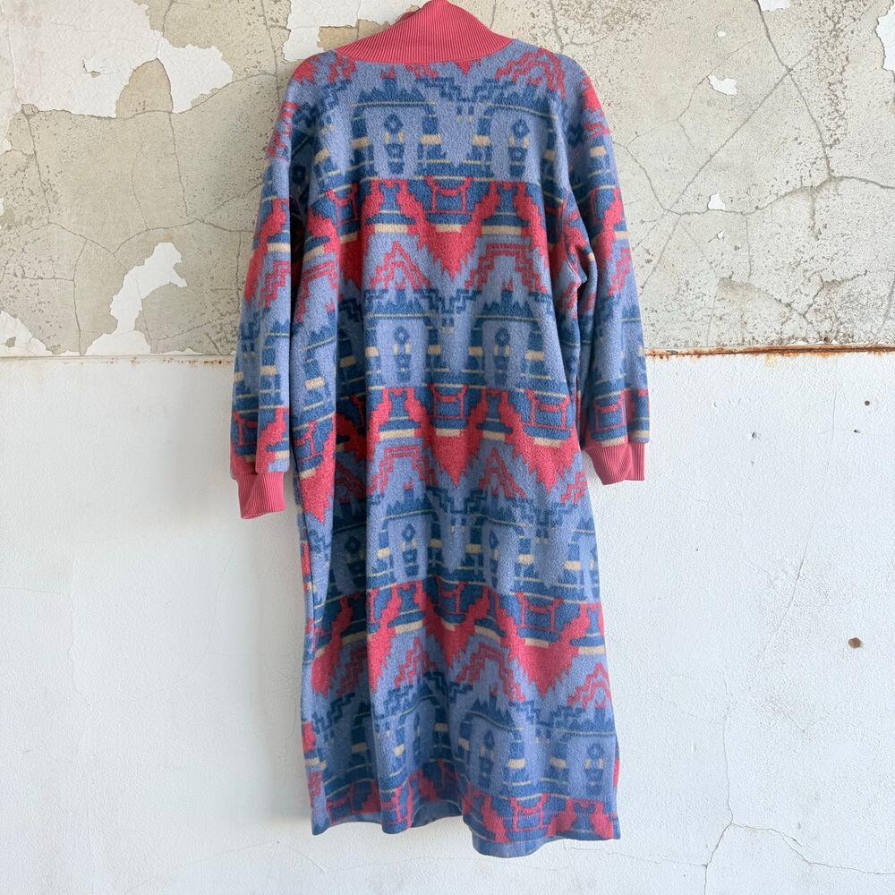 Vtg Aztec Robe Blanket Duster Southwestern Housec… - image 3